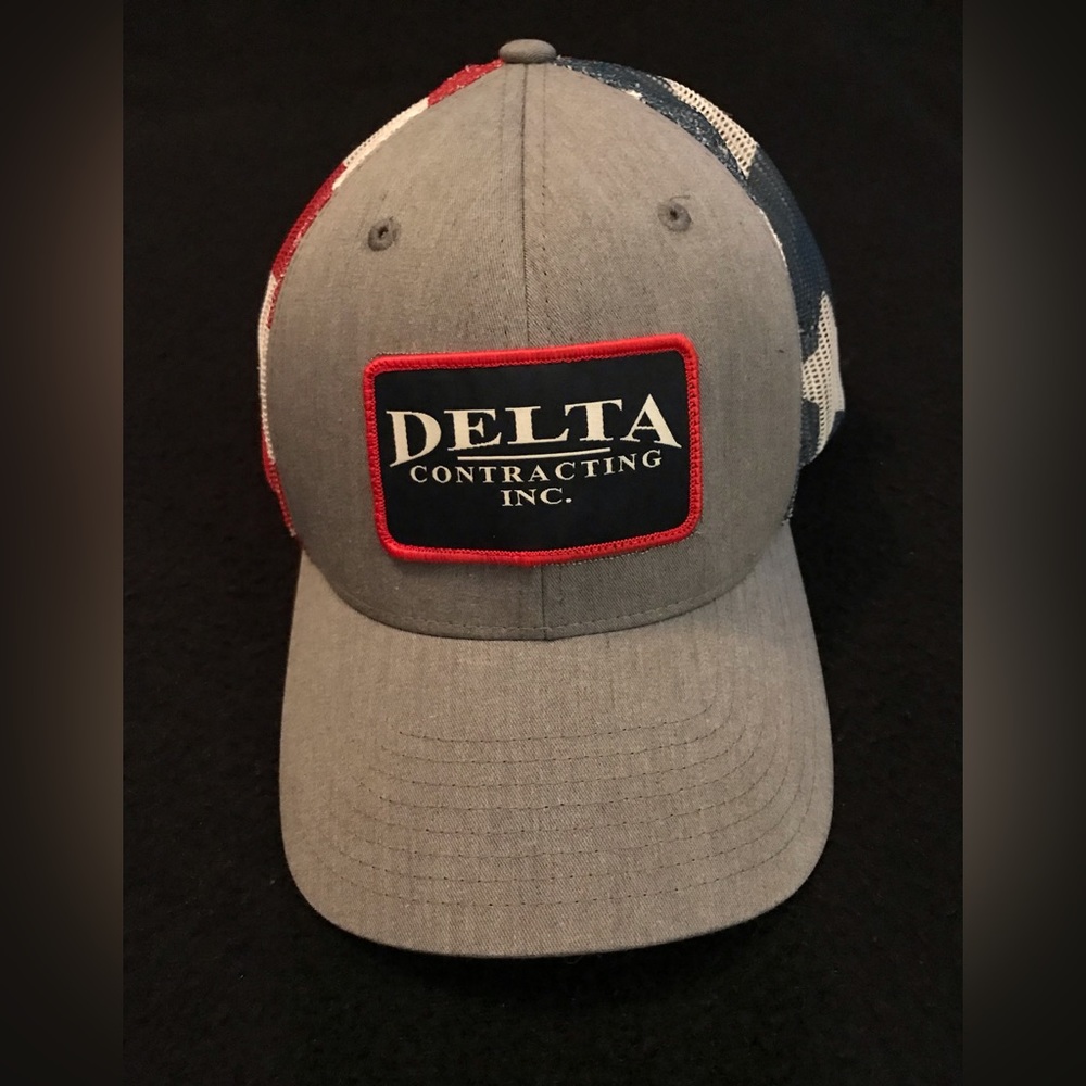 Men’s Delta Contracting Richardson Hat Gray With Flag Pattern On Back